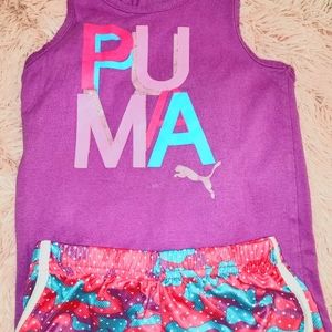 Puma set sleeveless tee and mesh multi-color shorts